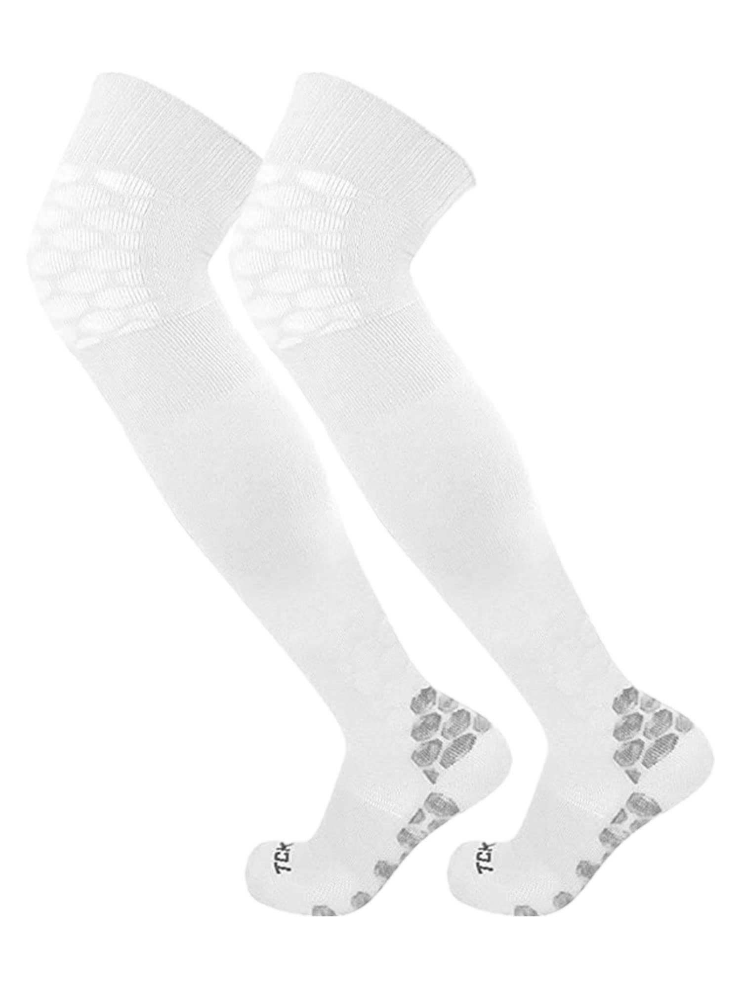 TCK Defender Over the Knee Football Socks (White, Medium)