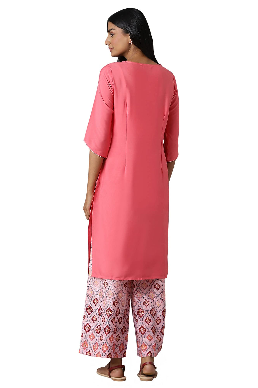 Aurelia Women'S Polyester Kurta & Palazzo (22Onas13034-603849_Pink_L)