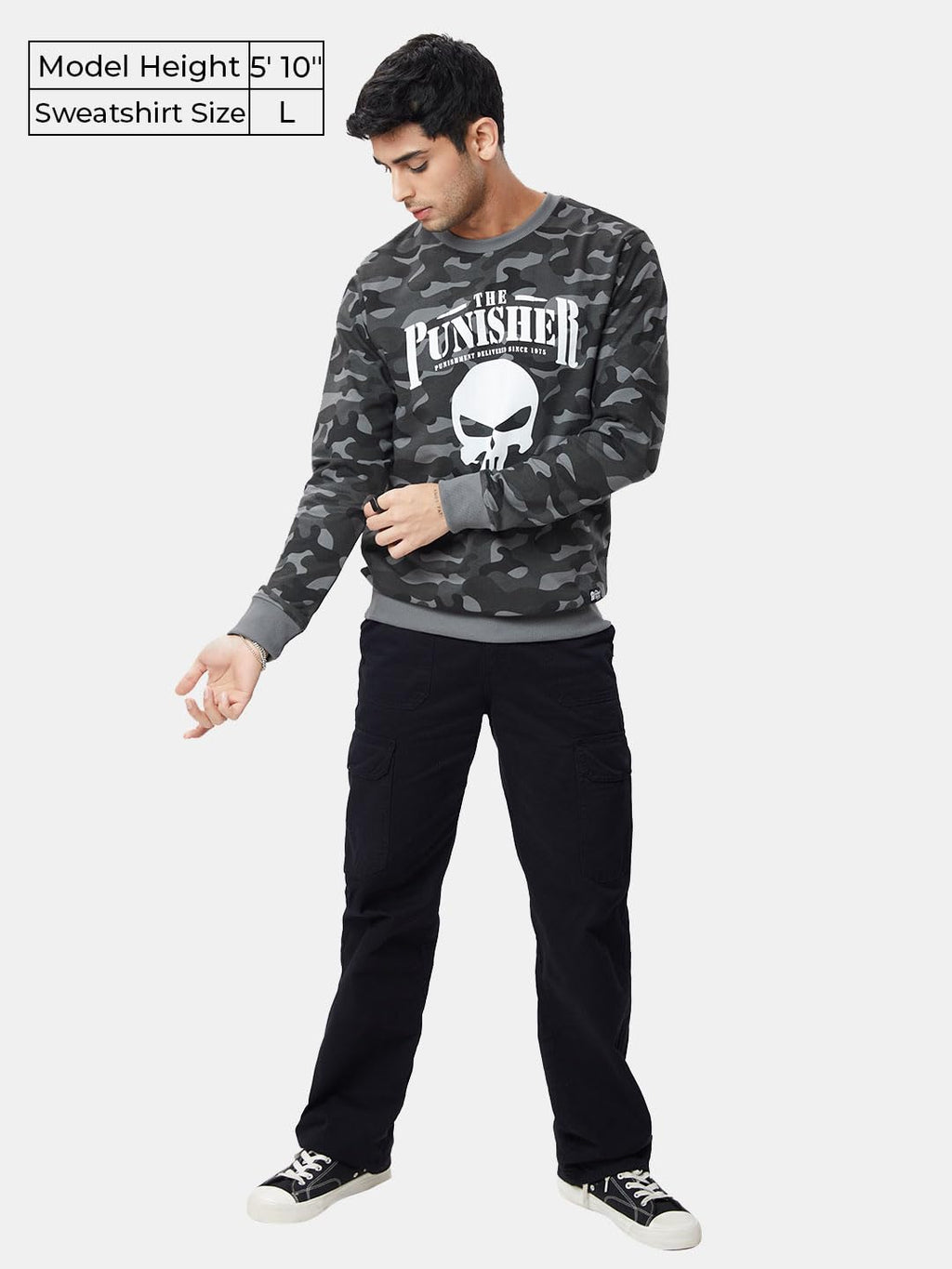 The Souled Store|Official Punisher: Logo Mens and Boys Sweatshirts|Full Sleeve|Regular fit Graphic Printed| 60% Cotton 40% Polye