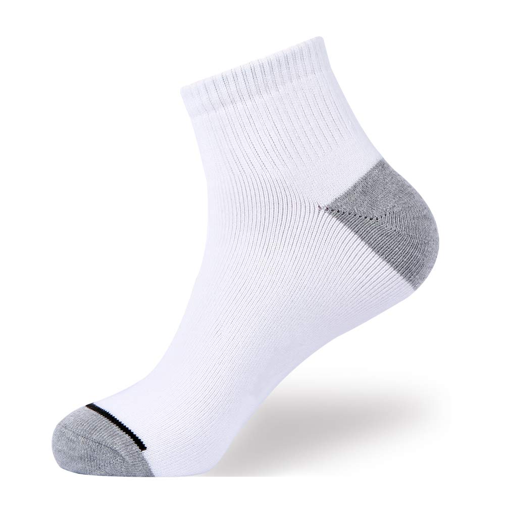 EnerWear 10P Pack Men's Cotton Moisture Wicking Cushion Low Cut Socks (10-13/Shoe: 6-12, White)