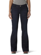 Wrangler Women's Retro Mae Mid Rise Wide Leg Trouser Jean, Dark Blue, 9 Long