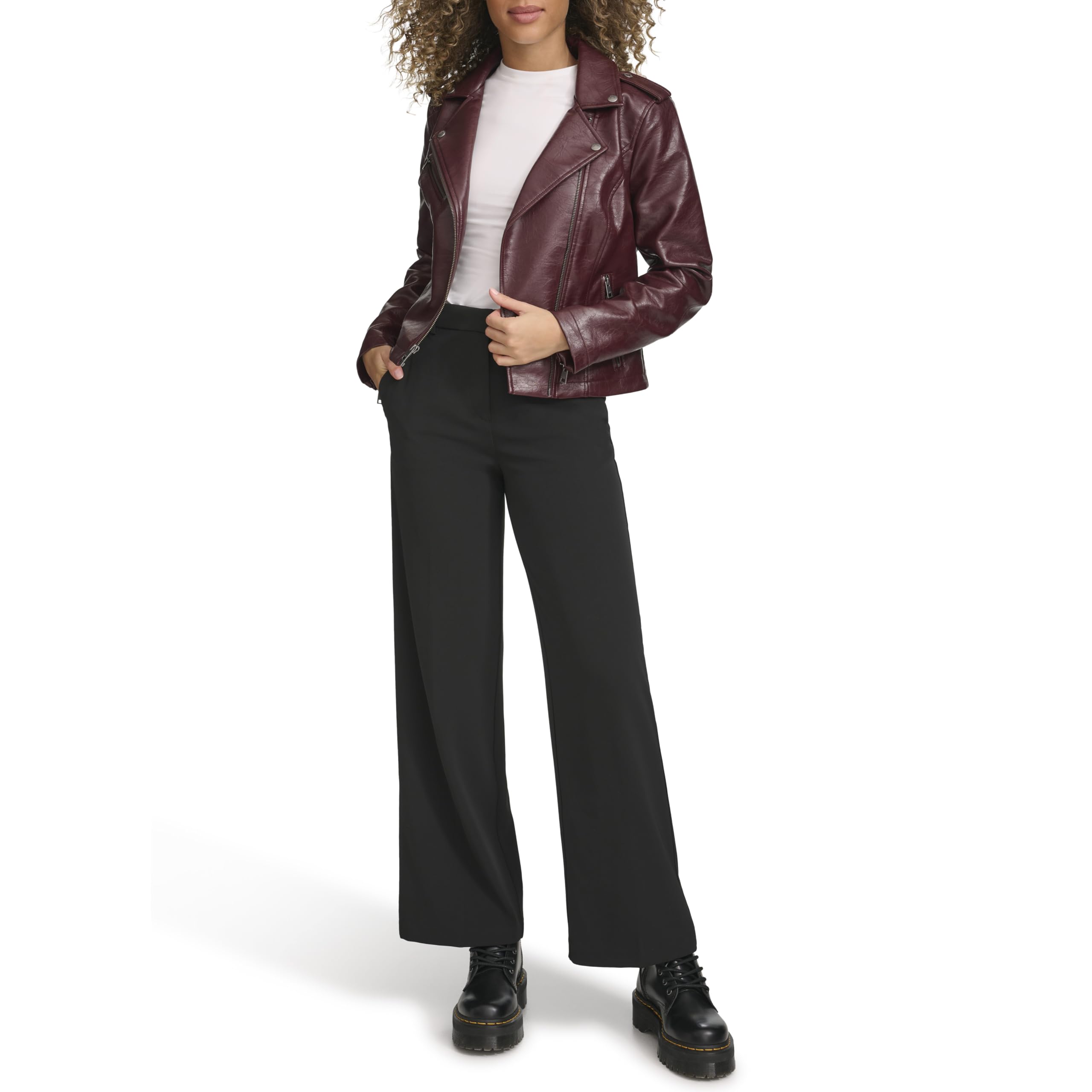 Levi's Women's The Classic Faux Leather Moto Jacket (Regular & Plus Size), Fig Gloss Pu, Medium