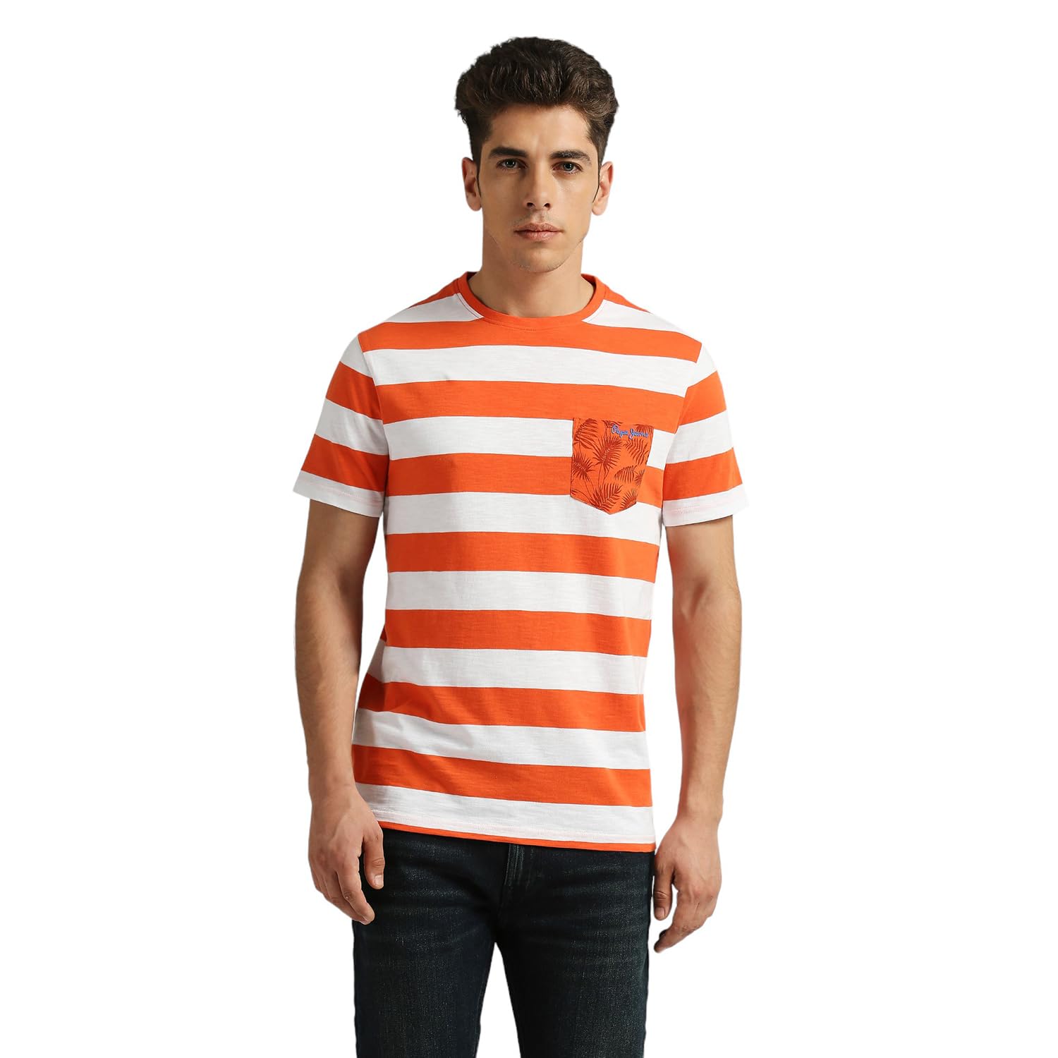 Pepe Jeans MenS Striped Slim Fit T-Shirt (Pm509564_Orange
