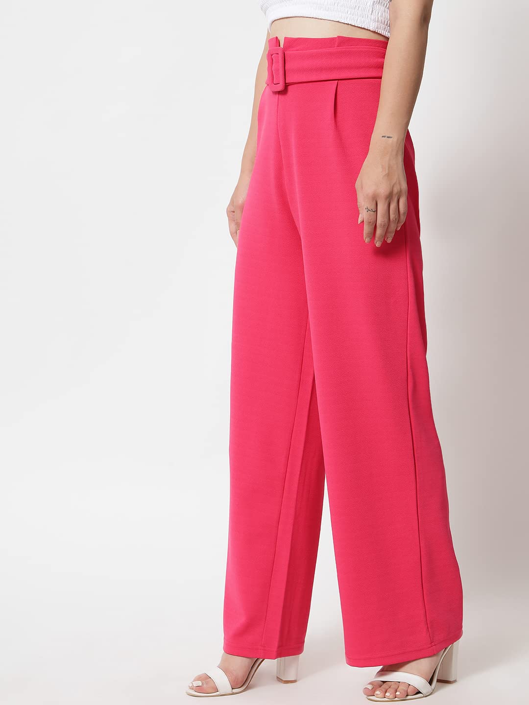 Kotty Pack Of 2 Women Flared Fit Multicolor Viscose Rayon Trousers