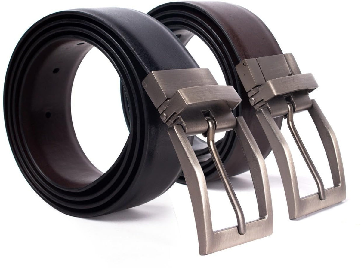 Cimoni Reversible Vegan Leather Belt For Men With Easier Adjustable Reversible Buckle 2 In 1 Adjustable Belt Fit Everywhere Form 46