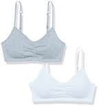 Fruit of the Loom Girls' With Removable Cookies, 2-pack training bras, White/Heather Grey, 32 US