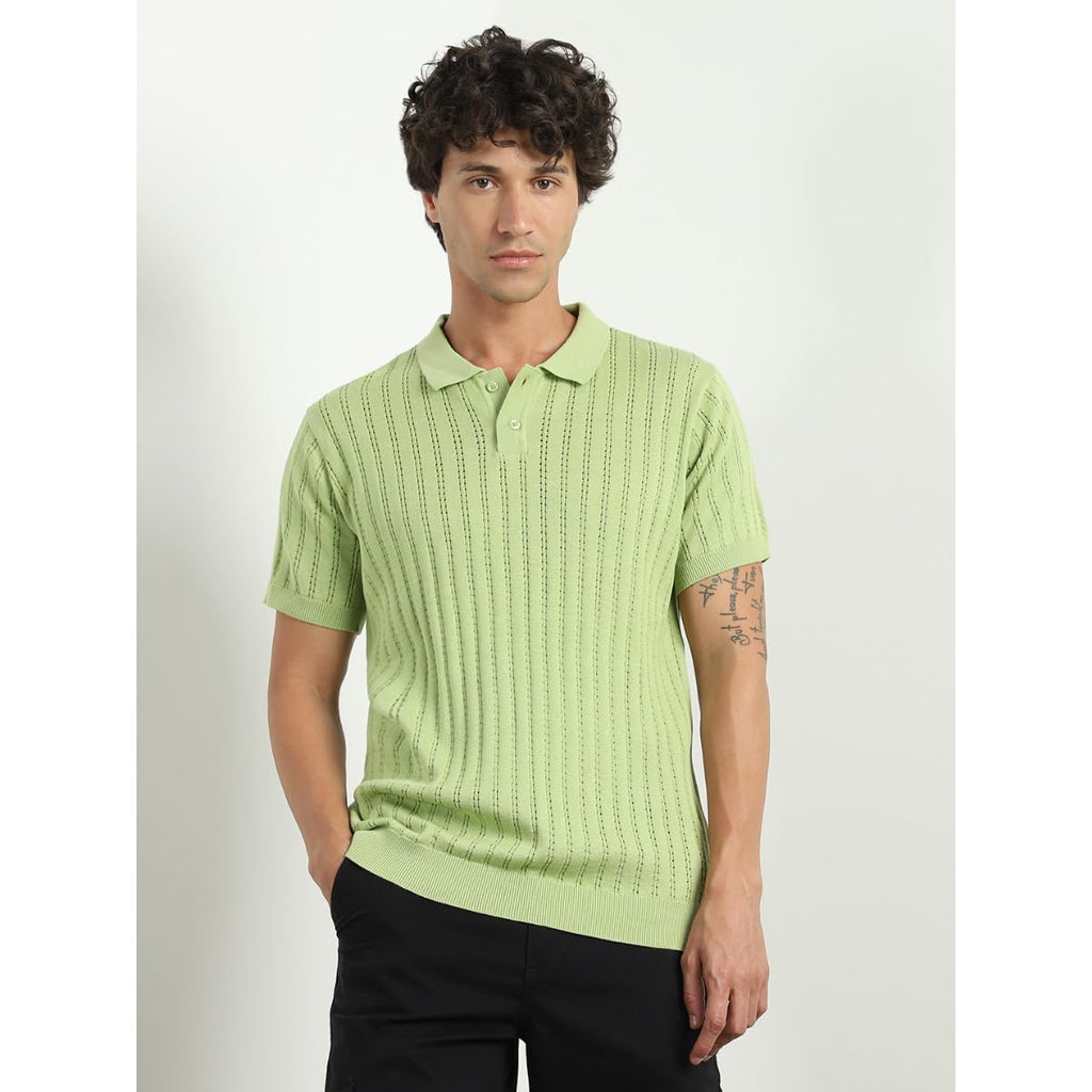 Nobero MenS Self Design Regular Fit Polo Shirt (1M-Twpo-R0017_Taraggon