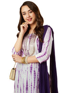 ANNI DESIGNER Women s Rayon Viscose Print Straight Kurta with Pants & Dupatta, purple, 46