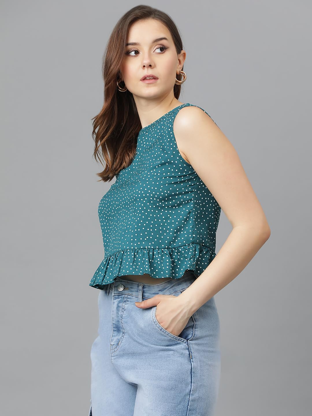 Kotty WomenS Sleeveless Crepe Febric Printed Stylish Top(Multicolor,M)