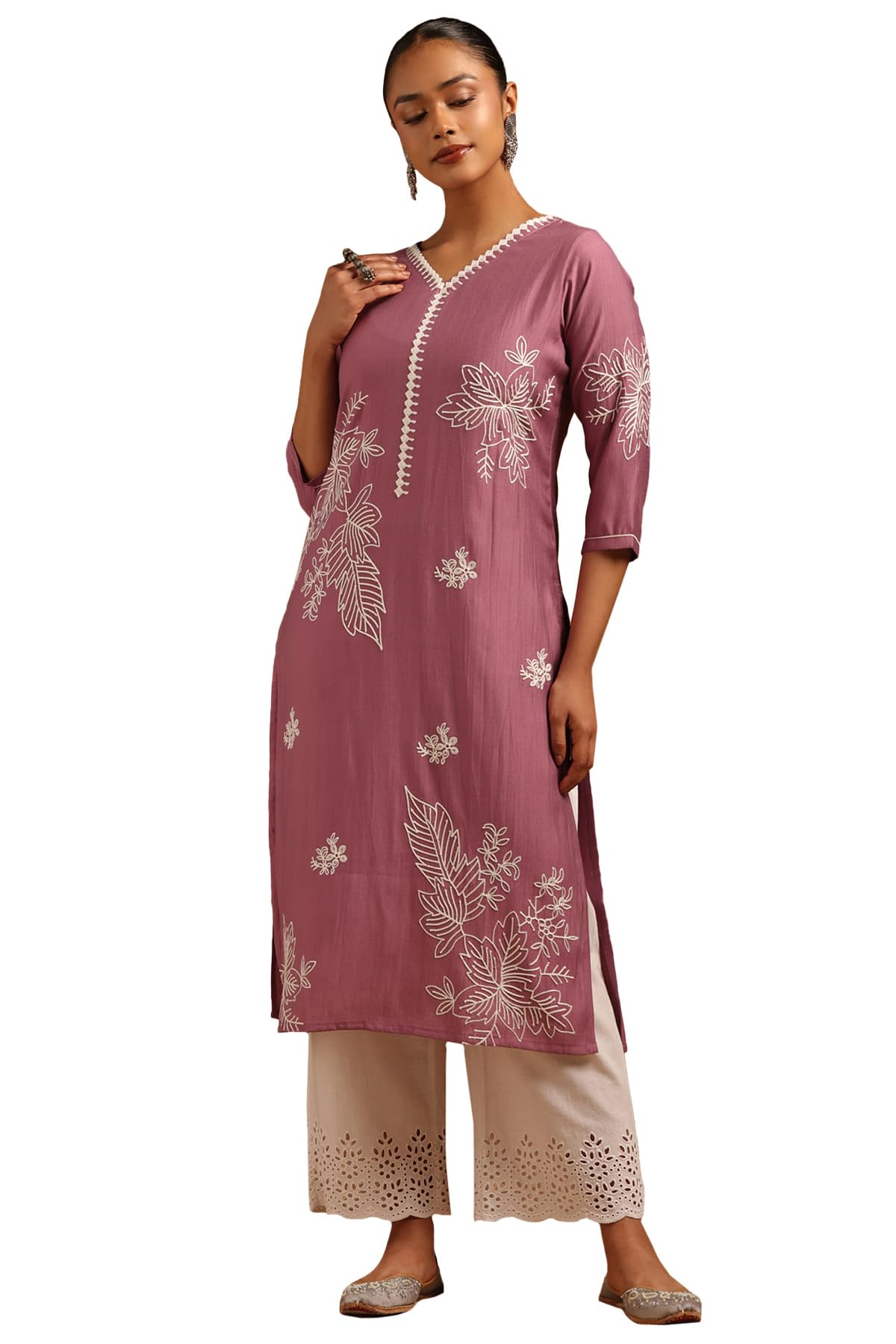 Soch Women Desert Storm Botanical Kurta with Machine Embroidery and Thread Work