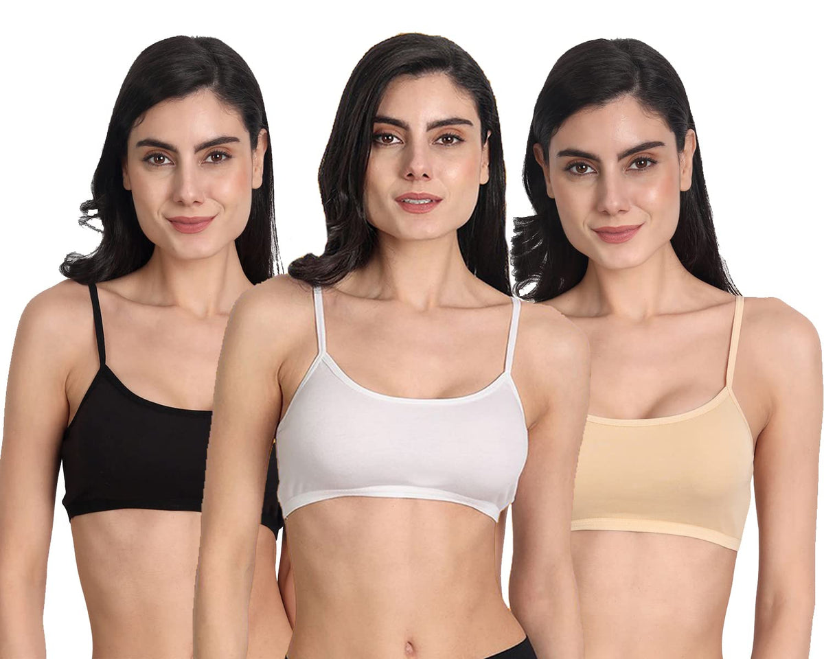 Aimly WomenS Cotton NonPadded NonWired Low Coverage Sports Bra Set Combo Pack Of 3 | Gym Bra For Women Workout | Cotton Bra