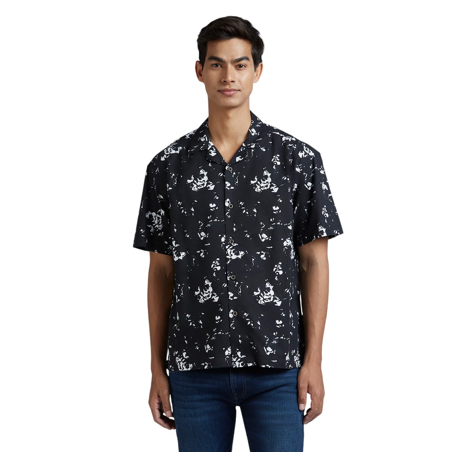 Pepe Jeans Black Abstract Print Short Sleeve Shirt
