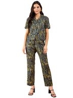 Modeve Women Shirt Pant Navy Abstract Print Co-Ord Set_X-Large