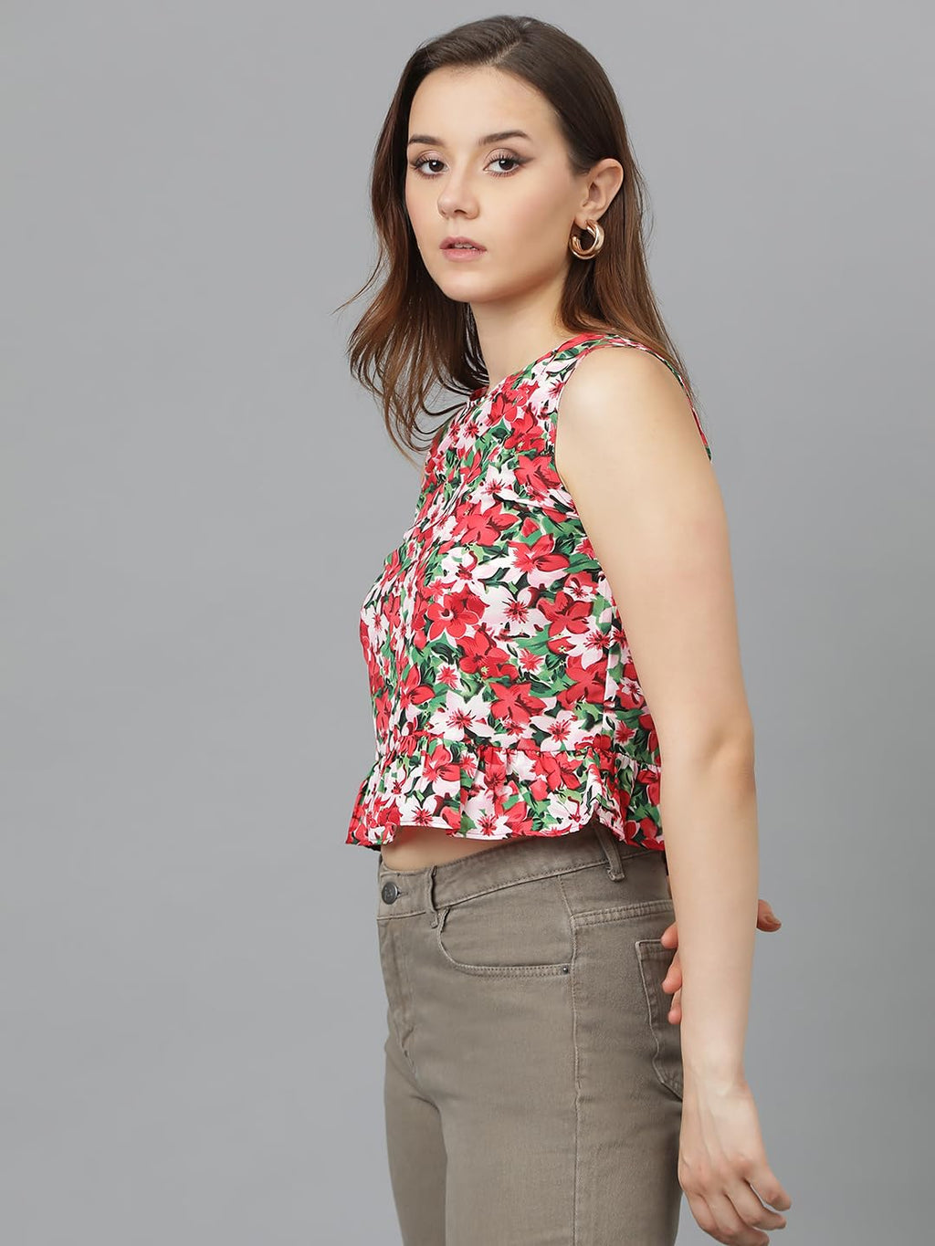 Kotty WomenS Sleeveless Crepe Febric Printed Stylish Top(Multicolor,M)