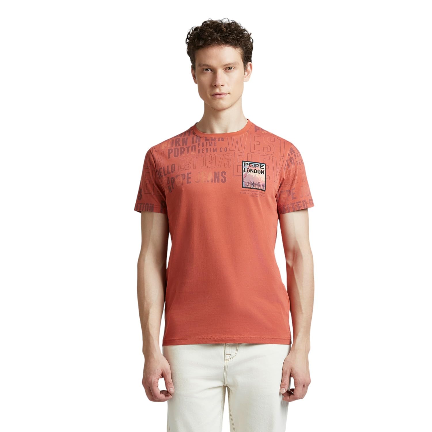Brown Typographic Print Short Sleeve T-Shirt