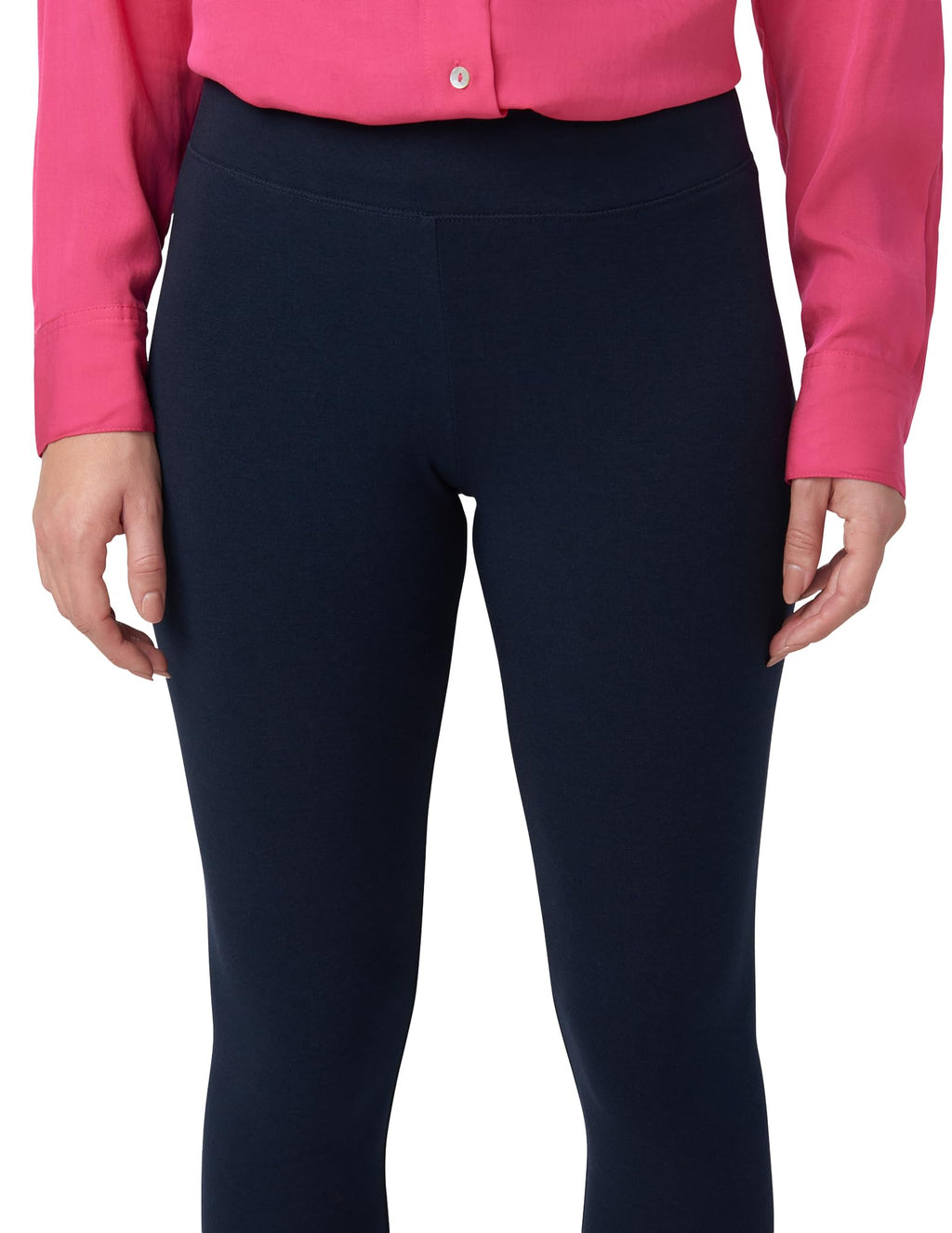 Hue Women's Cotton Ultra with Wide Waistband, Assorted Leggings Pants, Navy, Large US