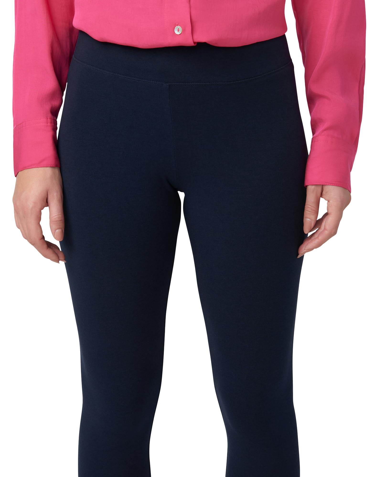 Hue Women's Cotton Ultra with Wide Waistband, Assorted Leggings Pants, Navy, Large US