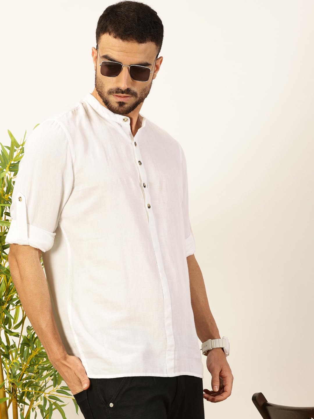 Thomas Scott Mens Linen Solid Kurta Shirt (Ts1529)