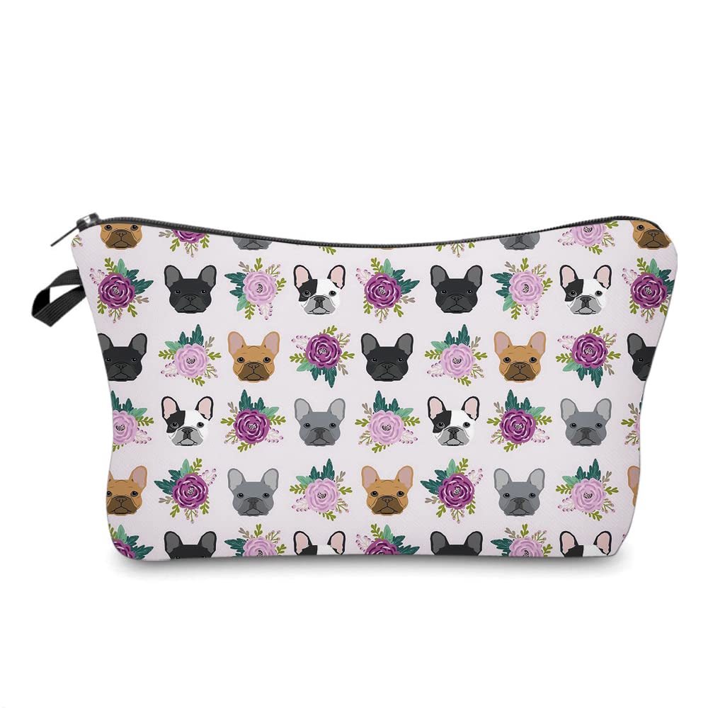 Cosmetic Bags for Women Small French Bulldog Purple Makeup Bag for Purse Travel Toiletry Bag Accessories Organizer Zipper Pouch 