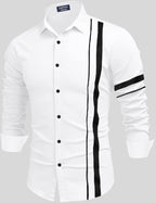Zartha MenS Regular Fit Striped Pattern Cotton Blend Shirt With Collared Neck Long Sleeve And Standard Length | Shirt For Man