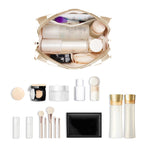 Large Vegan Leather Makeup Bag Zipper Pouch Travel Cosmetic Organizer for Women (Large, Light Checkerboard)