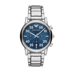Emporio Armani Men's Chronograph Stainless Steel Quartz Watch with Stainless-Steel Strap, Silver, 22 (Model: AR11132)