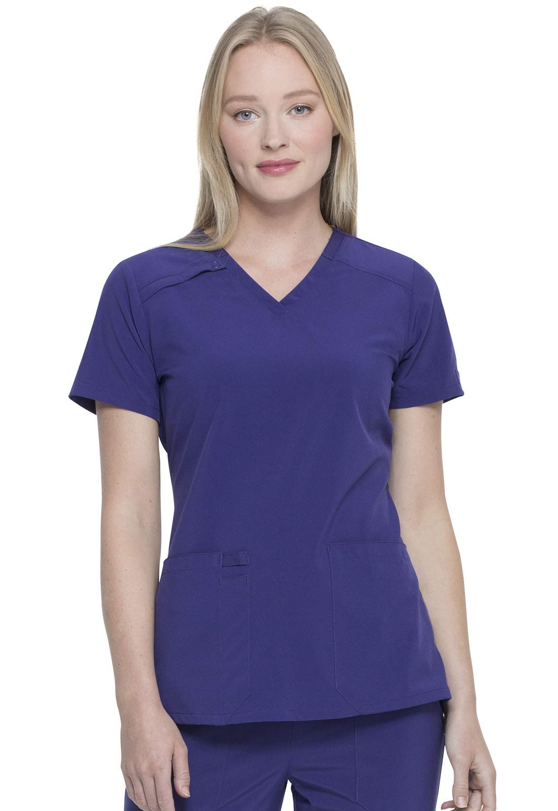 Dickies EDS Essentials Scrubs, V-Neck Womens Tops with Four-Way Stretch and Moisture Wicking DK615, XS, Grape