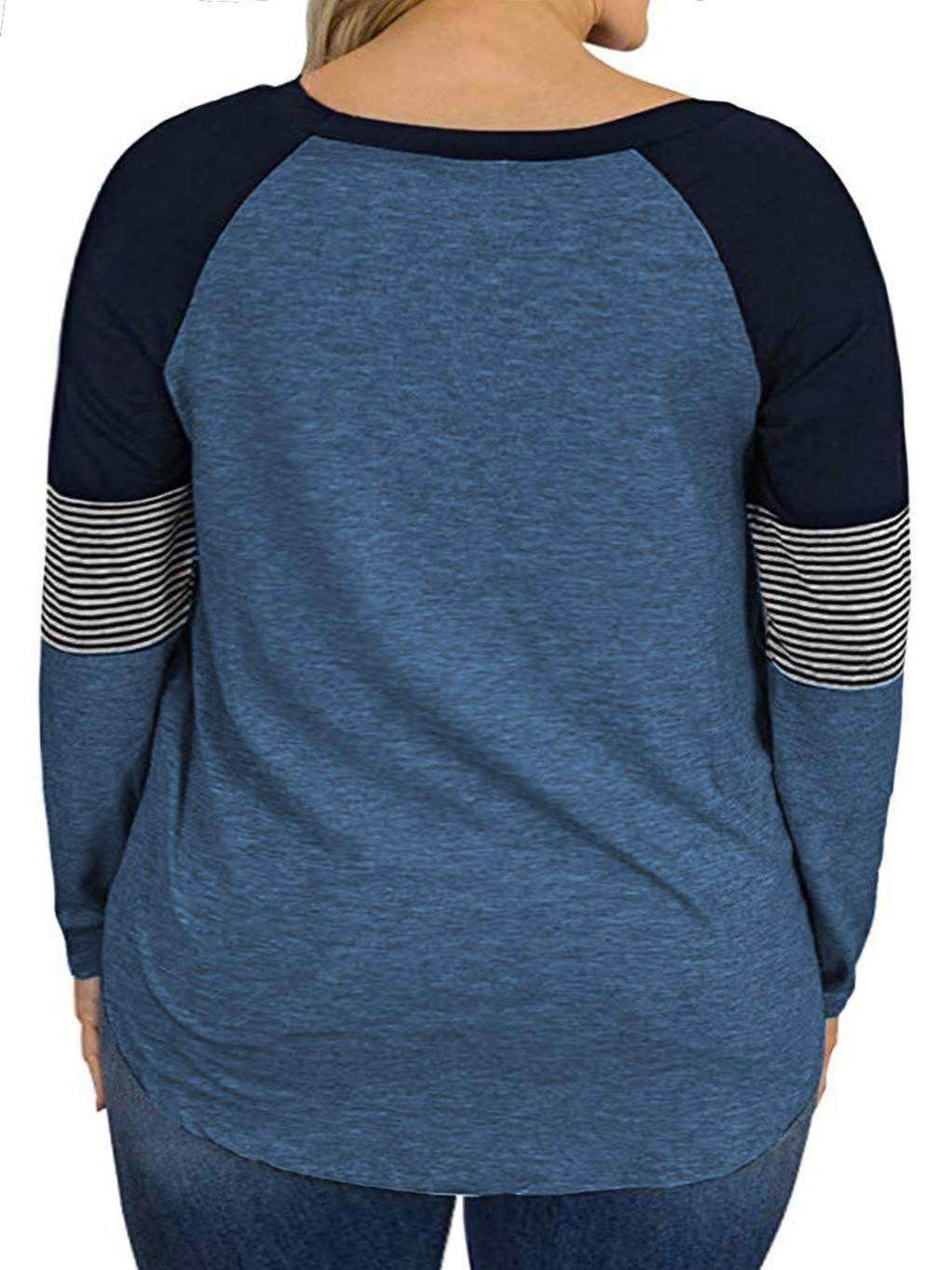 3X Womens Tops Plus Size Long Sleeve Loose Fit Shirts Turquoise 24W