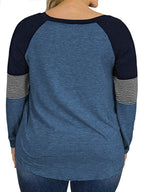 3X Womens Tops Plus Size Long Sleeve Loose Fit Shirts Turquoise 24W