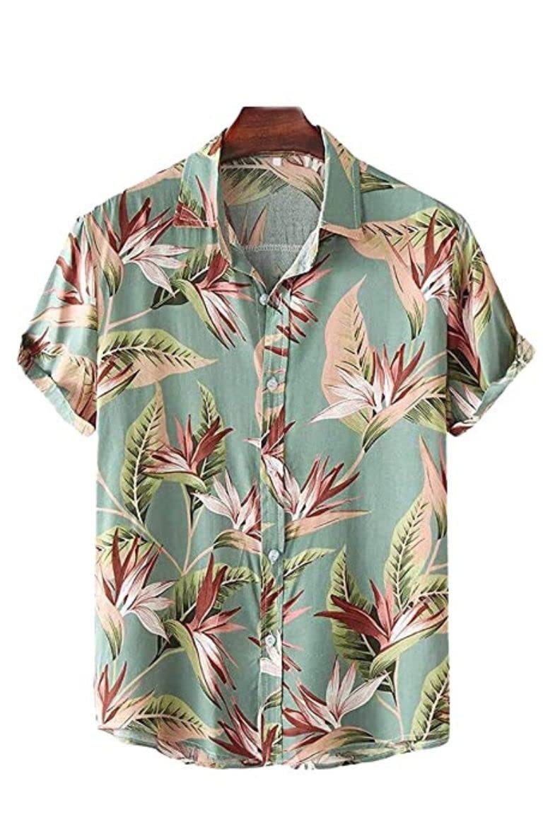 OM SAI LATEST CREATION Shirt for Men || Rayon Shirts for Men || Tropical Leaf Printed Short Sleeve & Spread Collar Shirts for Bo