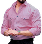 CB-COLEBROOK Mens Regular Fit Fancy Double Pocket Utility Casual Shirt for Men Full Sleeves Stylish Shirt - Cargo (Previously G
