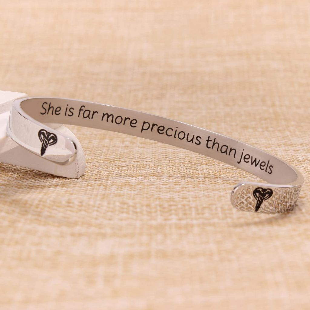 Btysun Inspirational Bracelets for Teen Cuff Bracelets for Women Daughter Niece Wife Girlfriend Christmas Gifts (She is far more