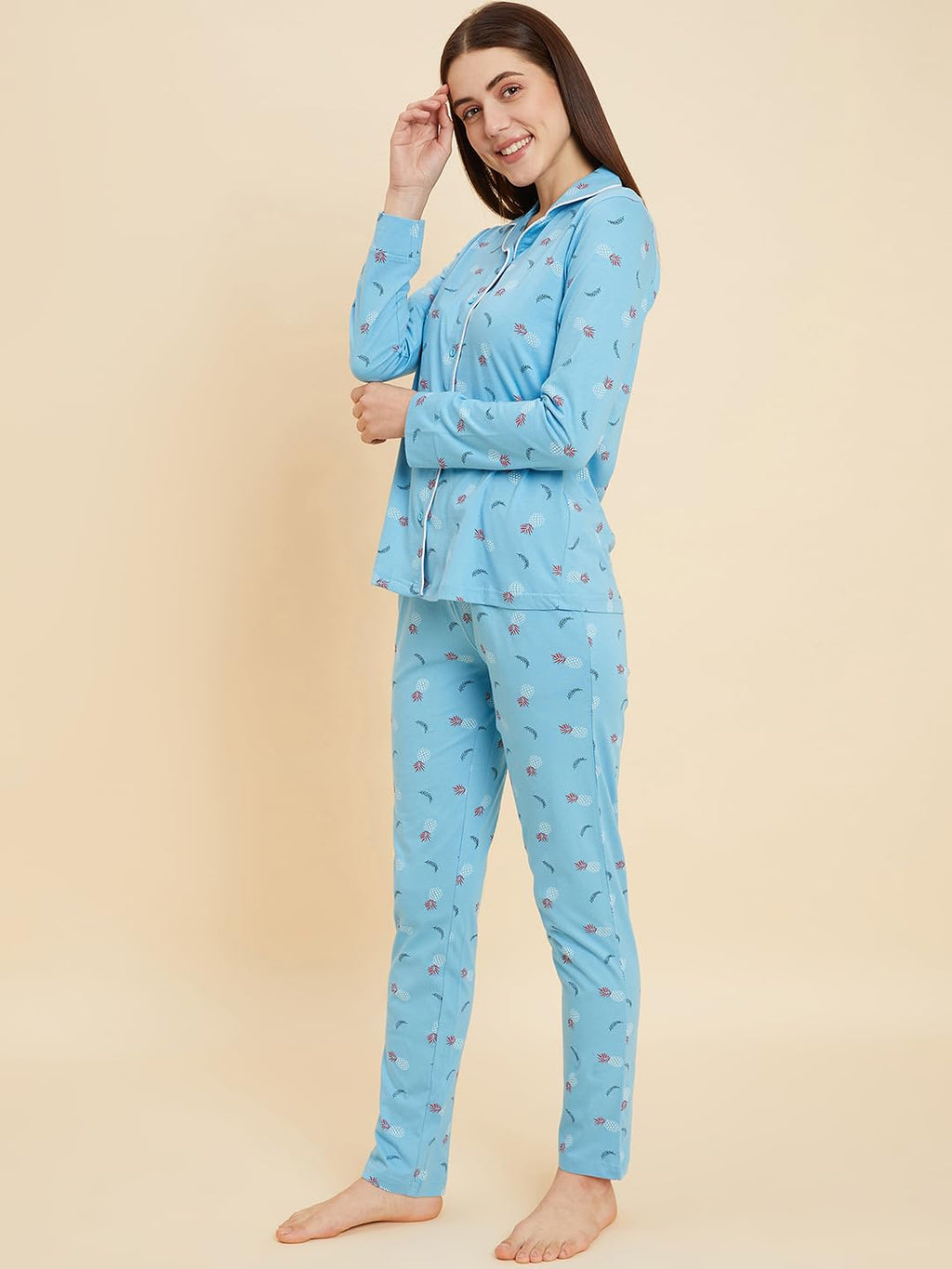 Sweet Dreams Women Printed Full Sleeves Pyjama Set