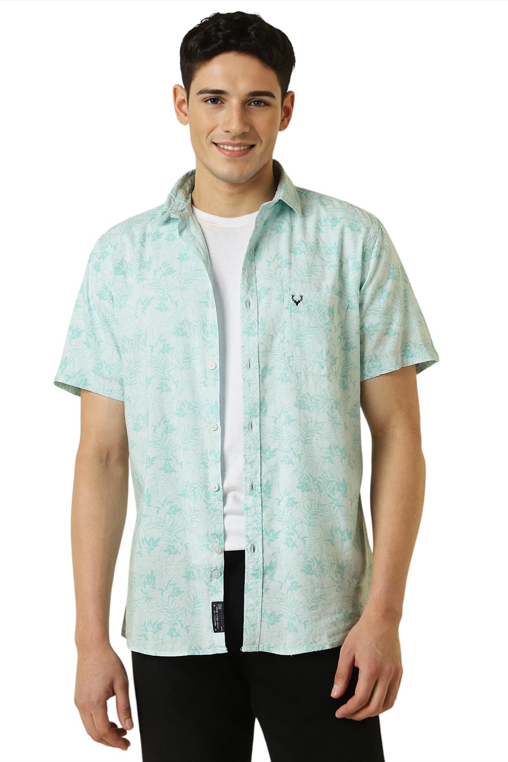 Allen Solly Men Printed Casual Cotton Short Sleeve Shirt