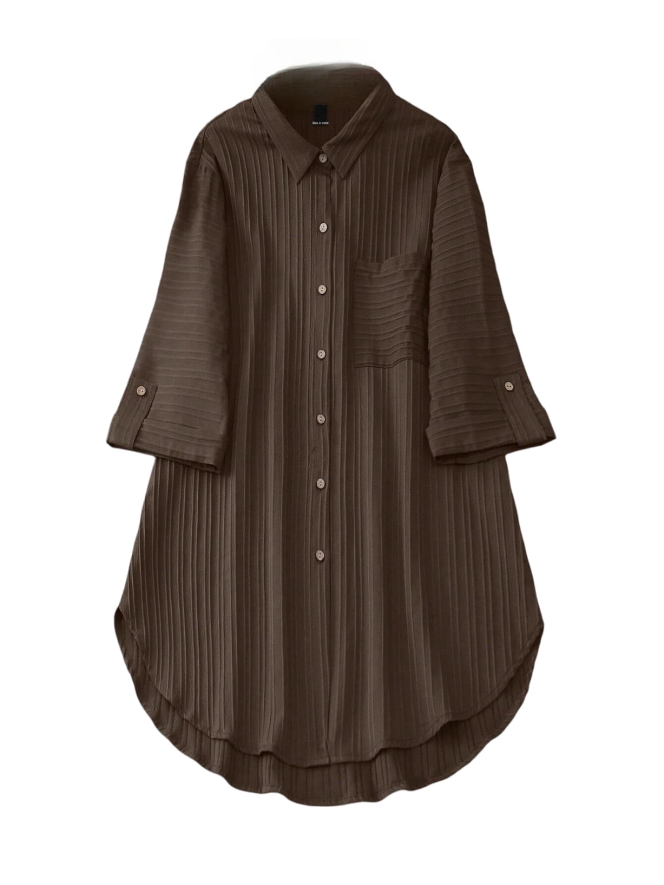 Sheetal Associates Polyester Solid Button Front Shirt Dress For Women || Roll Tab Sleeve & Collared Neck Flared Dress || Office 