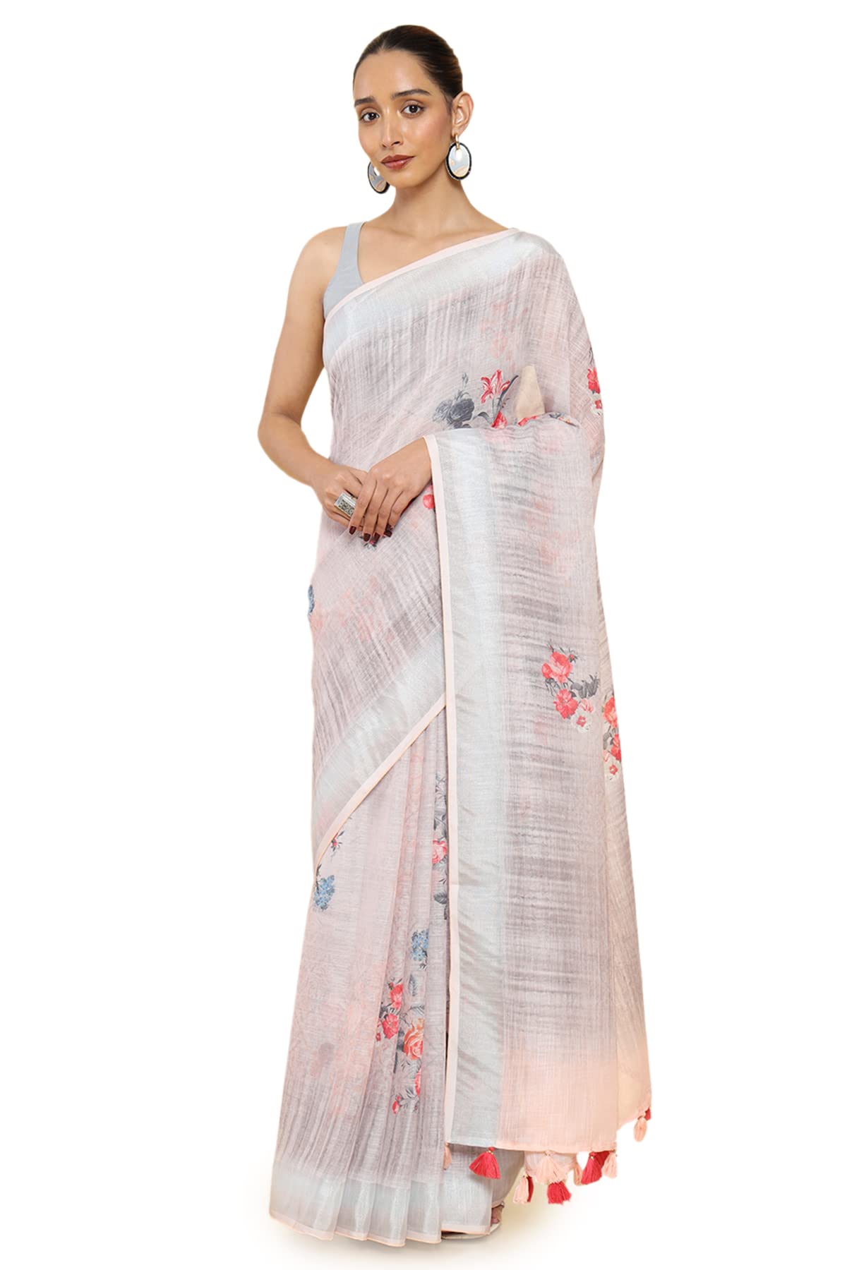 Soch Women Linen Floral Saree