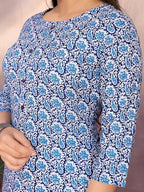 Rangita Blue Rayon Straight Printed Knee Length Kurti | Kurta For Women