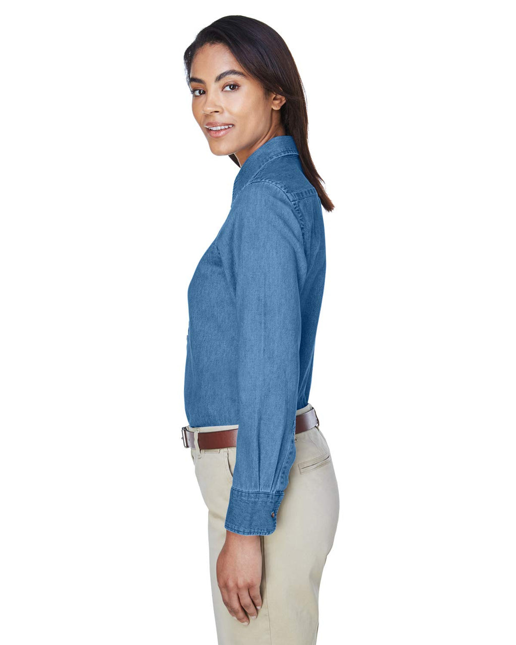 Ladies 65 oz Long-Sleeve Denim Shirt - DARK DENIM - S(D0102H7NVRX)