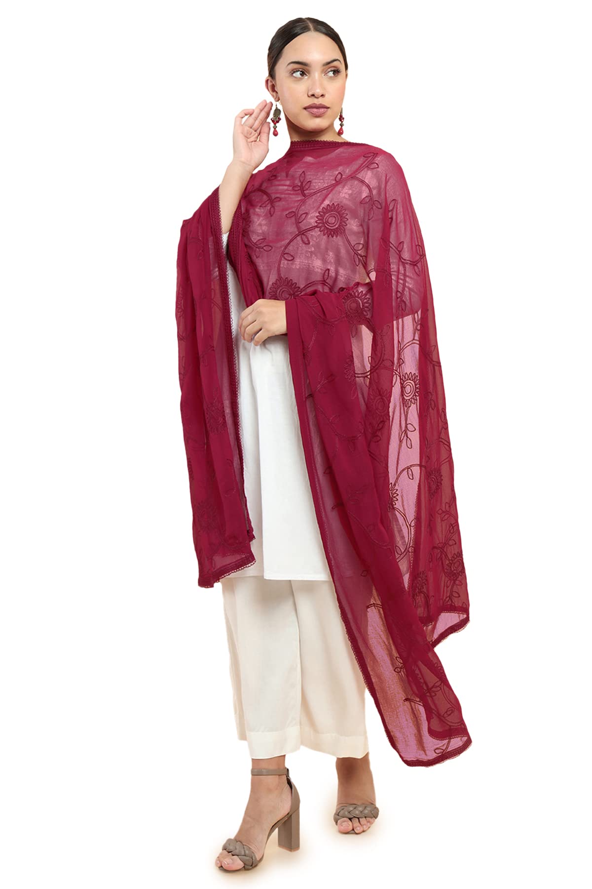 Soch Women Chiffon Self Design Dupatta