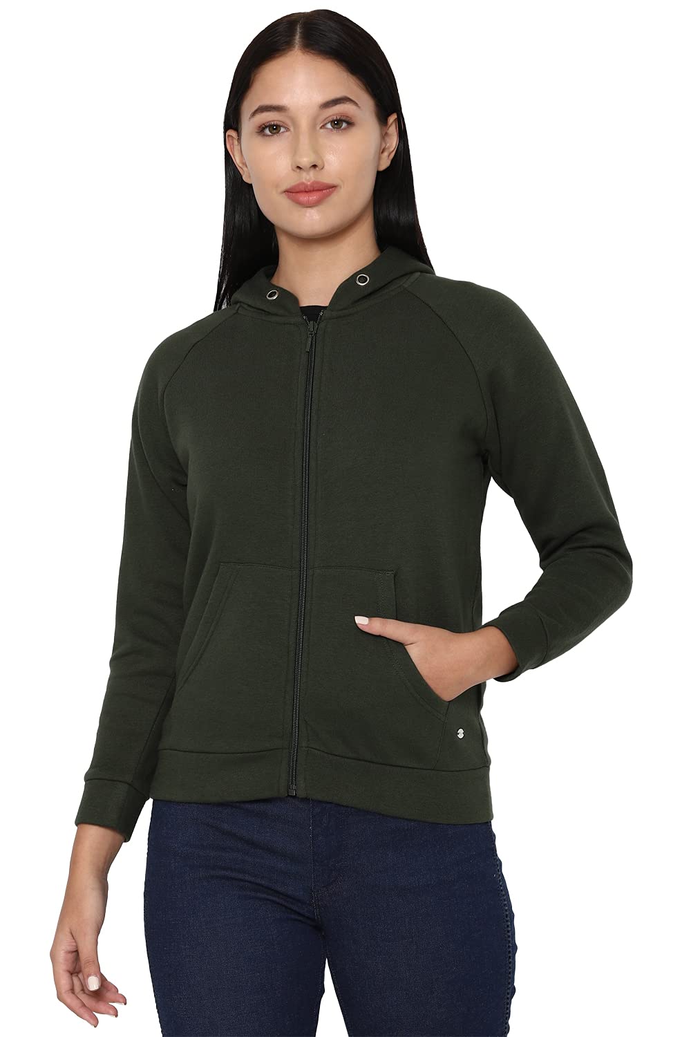 Allen Solly Women Polyester Hooded Crew Neck Hoodie