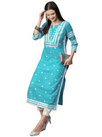 ANNI DESIGNER Womens Cotton Blend Chikankari Embroidered Straight Kurta (STHO-Sky Blue-NW_XL_Sky Blue_X-Large)