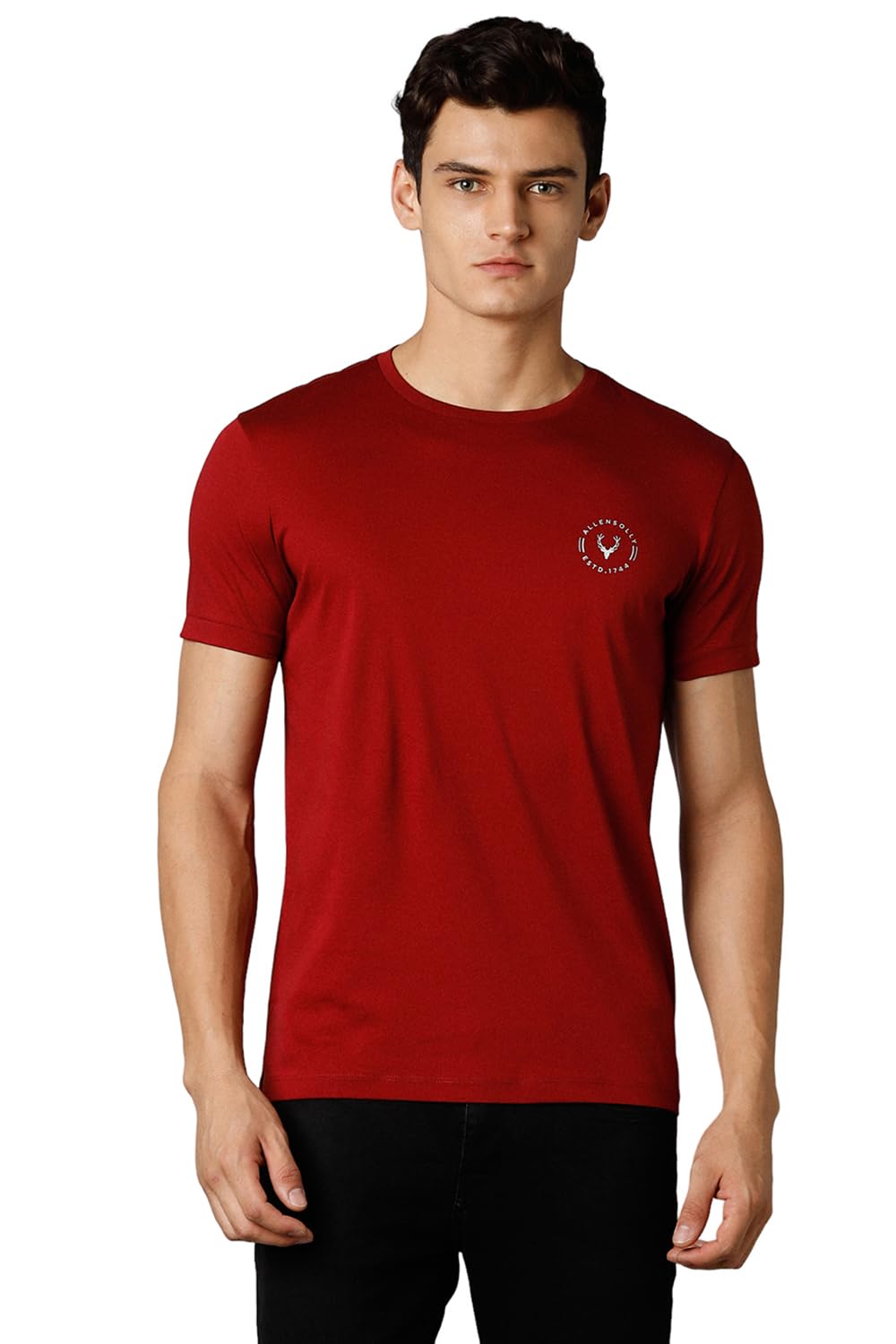 Allen Solly Men Solid Casual Cotton Crew Neck T-Shirt