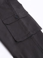 Dennis Lingo Solid Cotton Mens Casual Cargo Pant, Tapered Fit, Mid Rise, Ankle Length, Multi-Pocket Drawstring Stretchable Carg