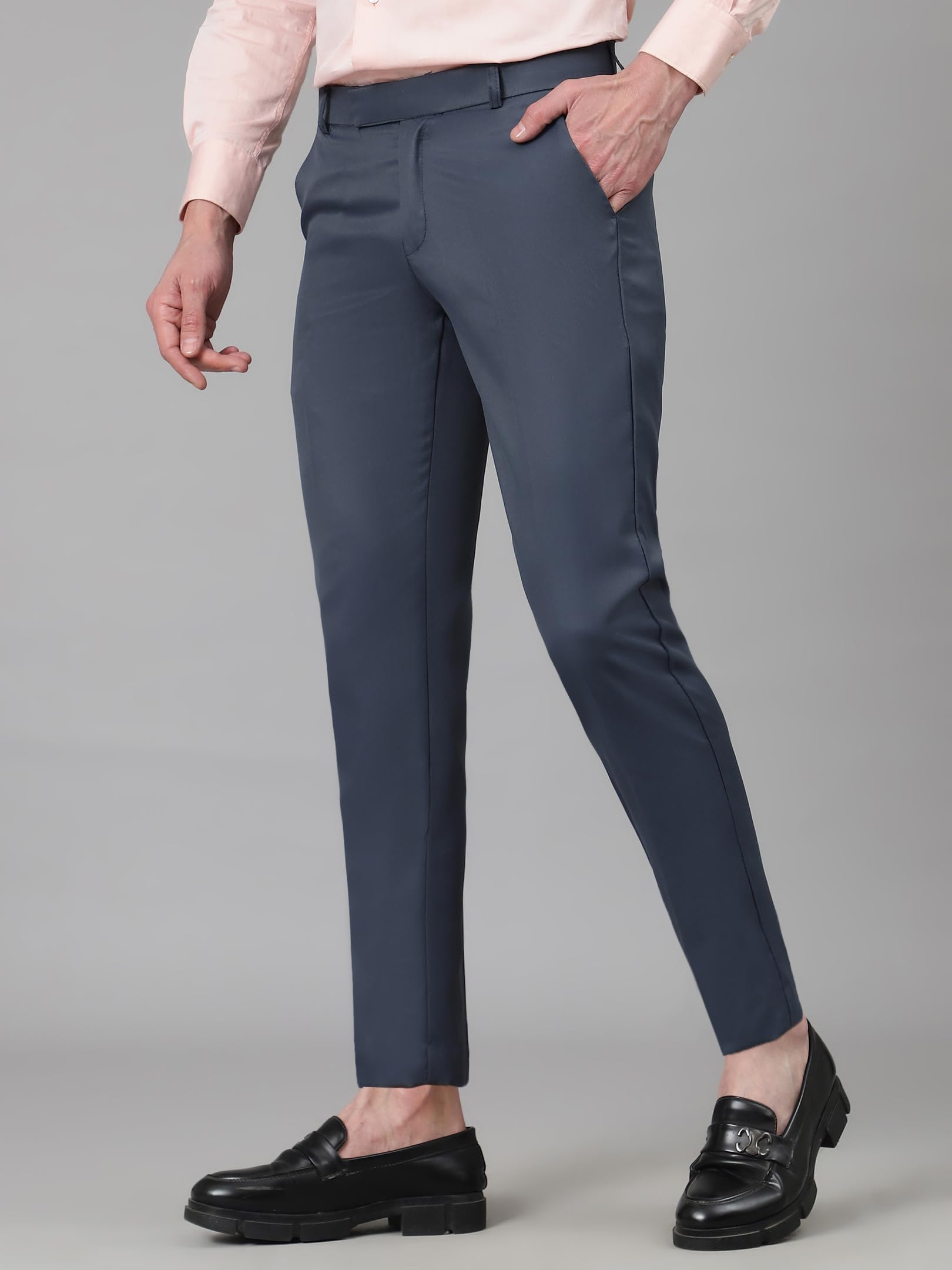 AVANOVA Mens Solid Ankle Length Flat Front Straight Slim Fit Casual Skinny Stretch Chinos Business Pant with Pocket Suit Pants