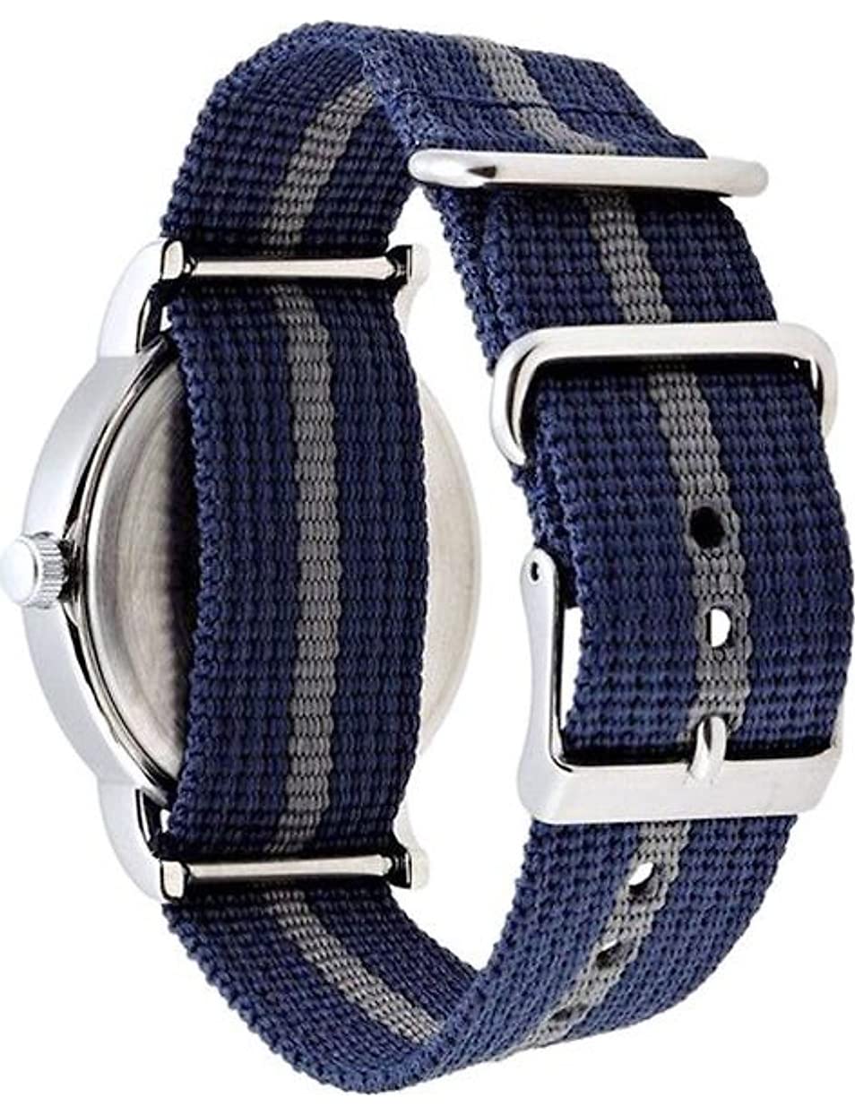Timex Unisex T2N654 Weekender 38mm Blue/Gray Stripe Nylon Slip-Thru Strap Watch