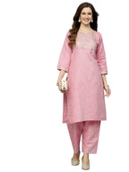 Lookmark Women'S Cotton Blend Kurta And Pant Set(Ks2062-Xxl) Baby Pink