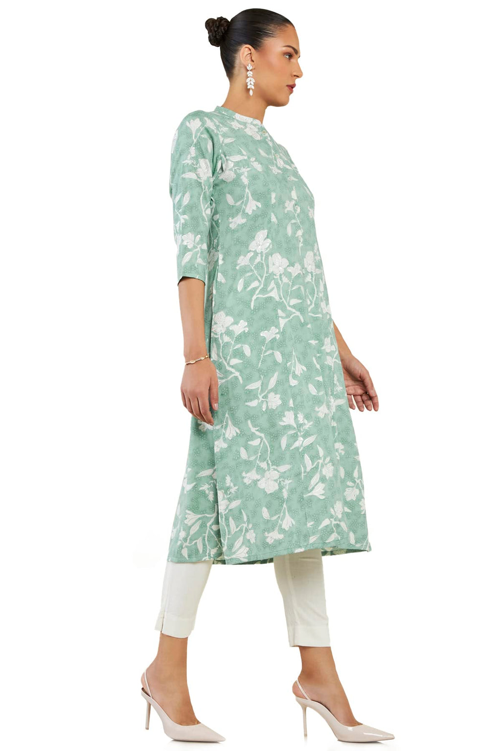 Soch Women Green Rayon Floral Kurta