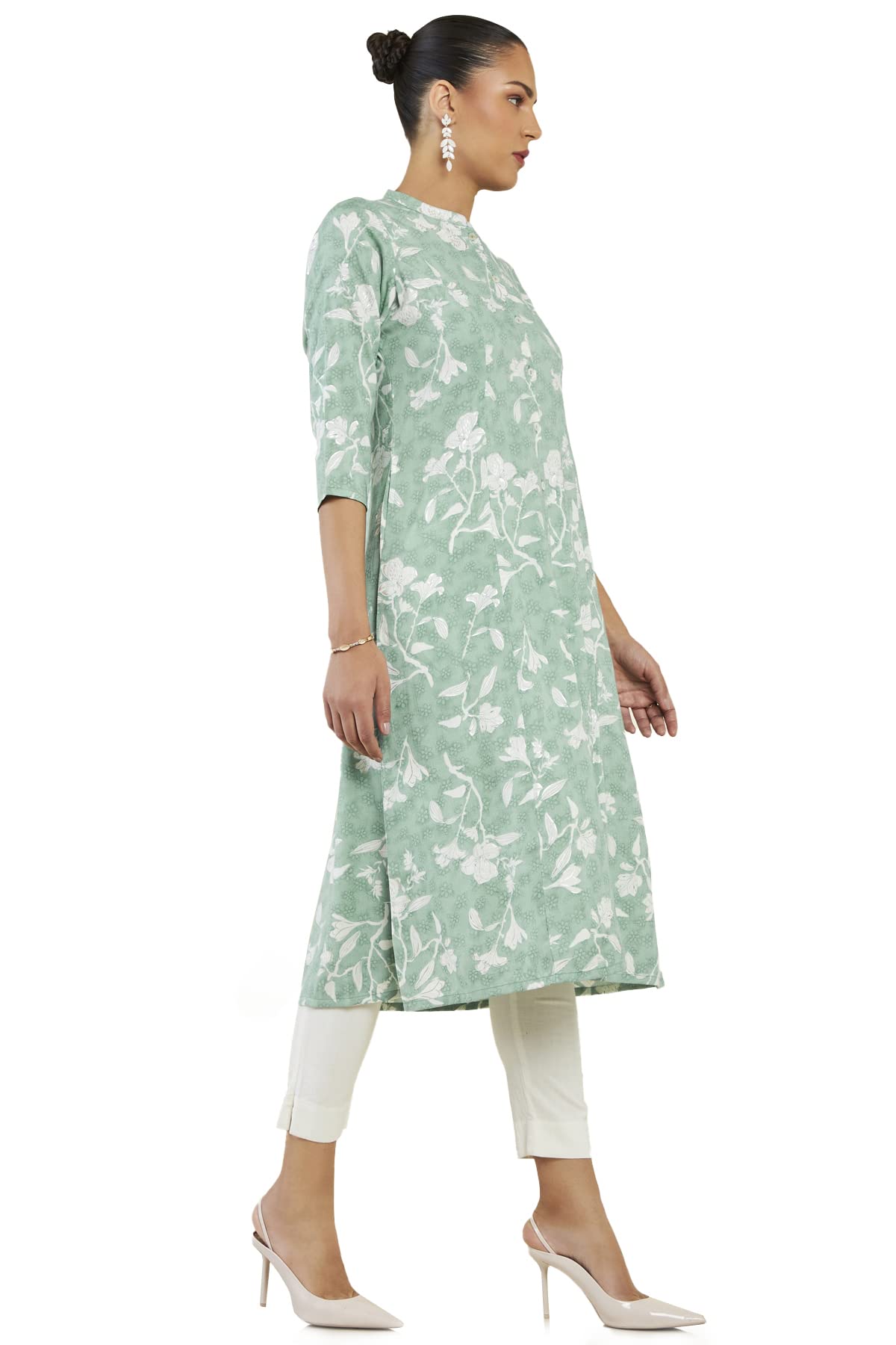 Soch Women Green Rayon Floral Kurta