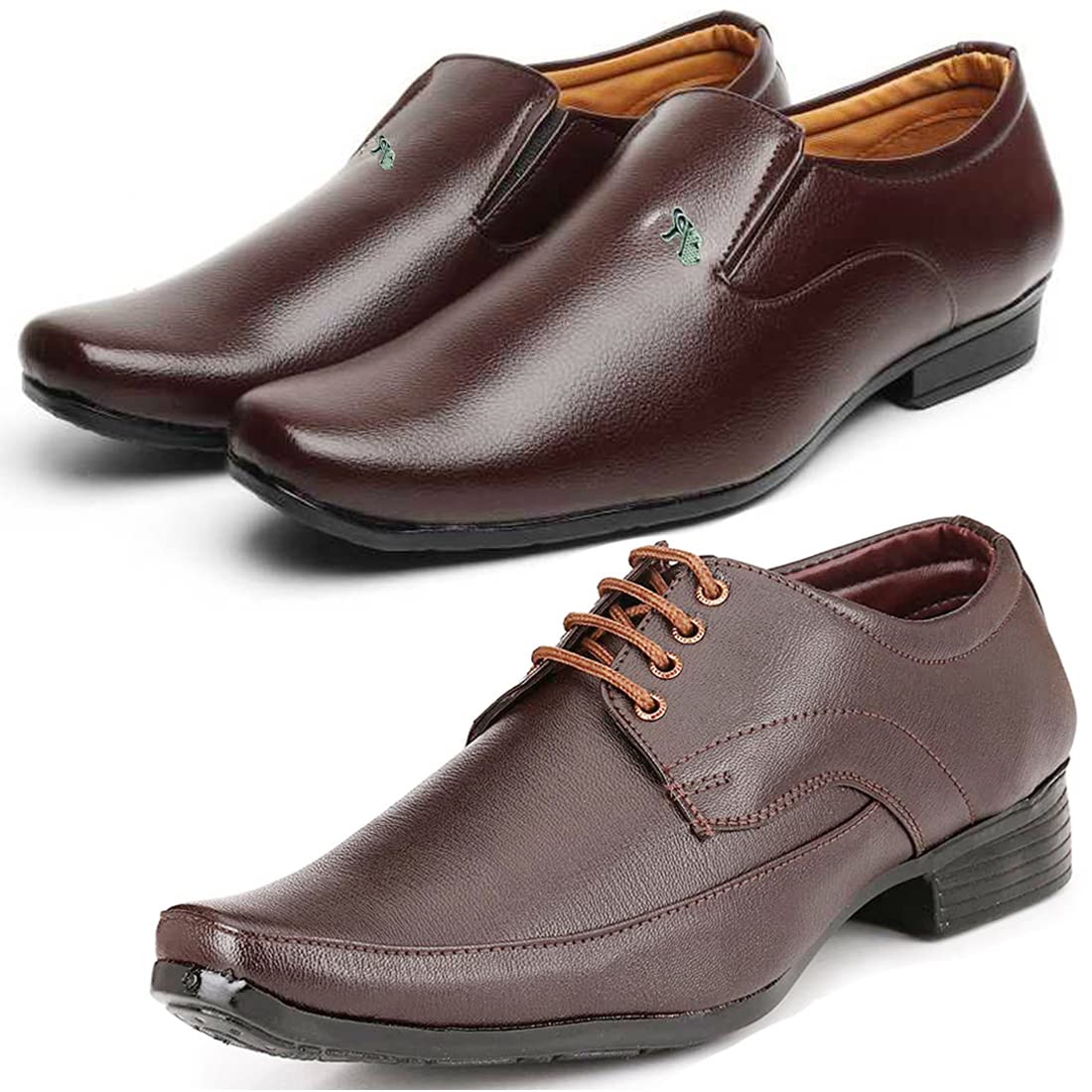 Stylish Formal Shoes/Party Shoes/ 2 Shoes Combo with Free Belt for Men and Boys (BAZAAR8261_VTR005BdrBrwn2005Brwn) Multicolo 6