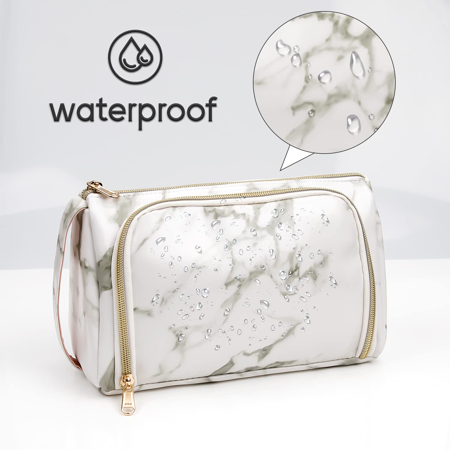 CUBETASTIC Makeup Bag Travel Cosmetic Organizer, Two Opening Way Make Up Bag, Roomy Compact Makeup Pouch Purse for Women and Gir